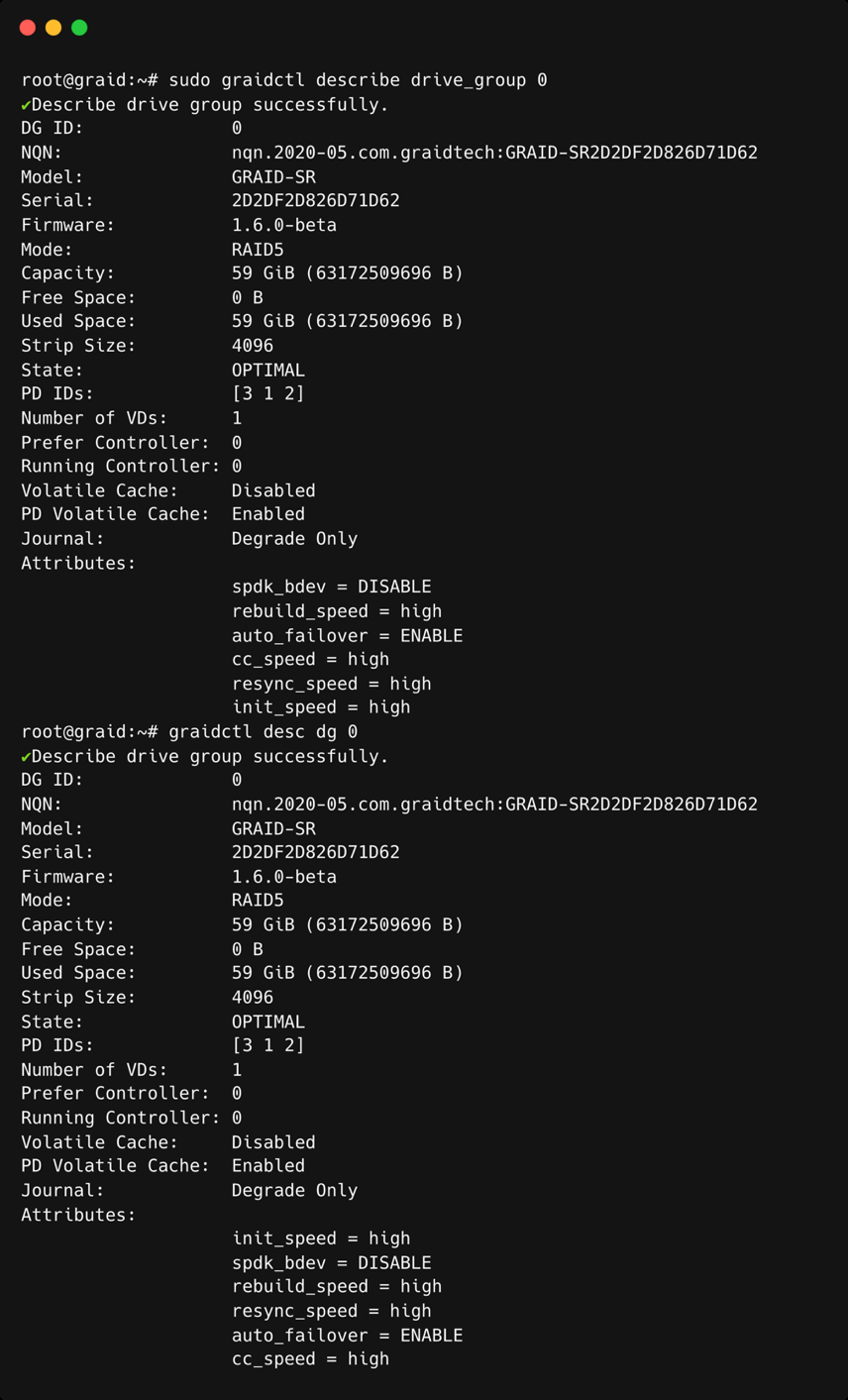 Drive Group Description Output