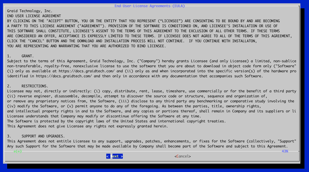 Manual Installer License Review Screen