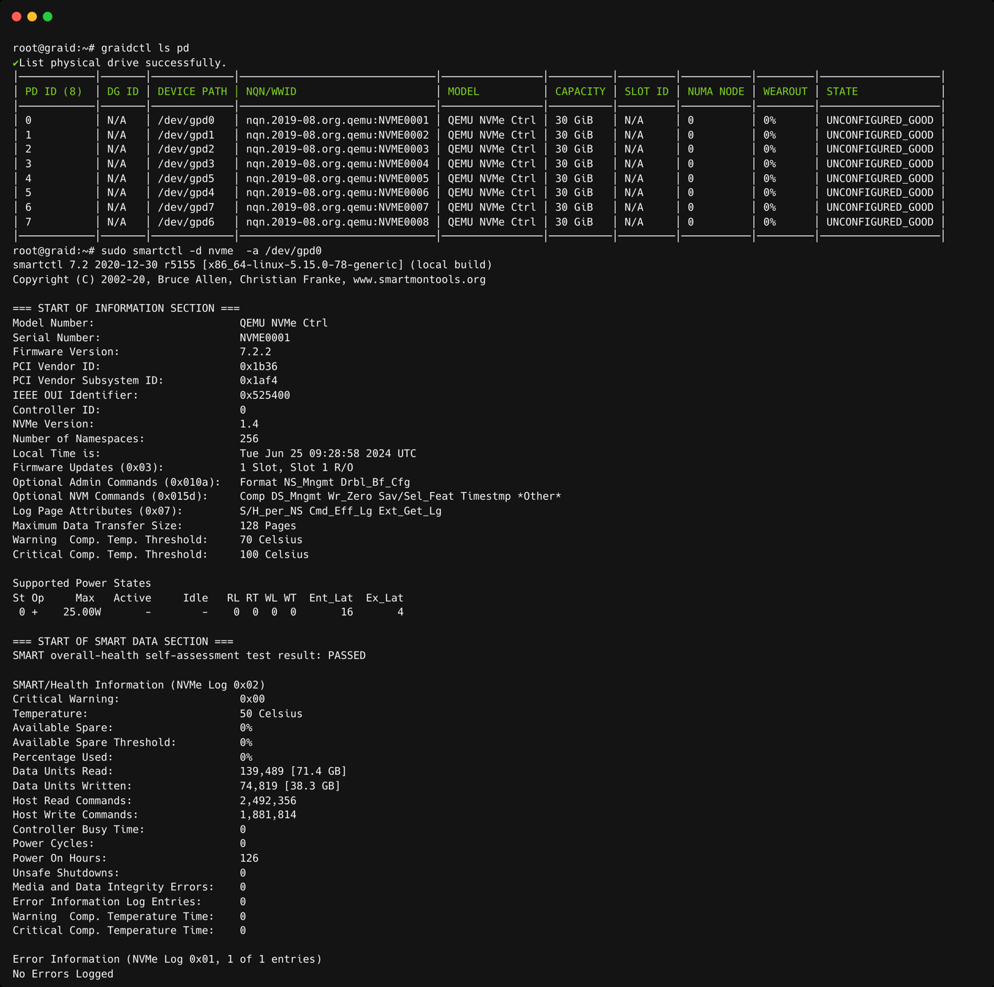 smartctl Output